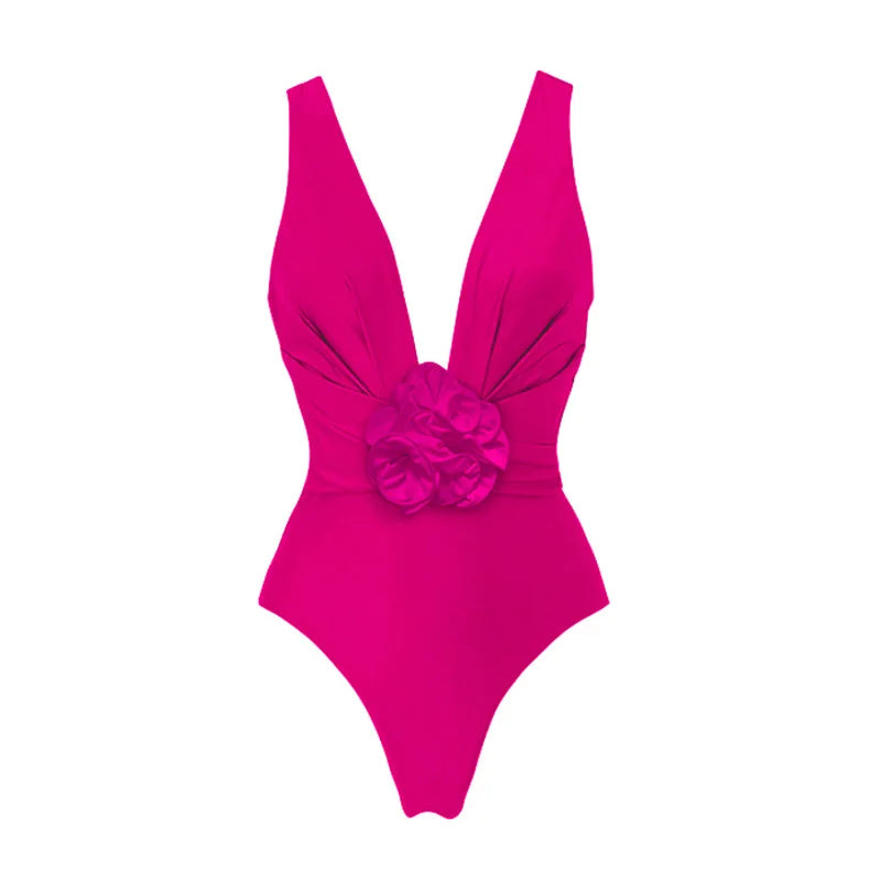 Red Flower One Piece Swimwear With Cover Up Trend Swimsuit 2025 Sexy Biquini Luxury Woman Swimsuit Beach Outing Bodysuit Bathsui voguable