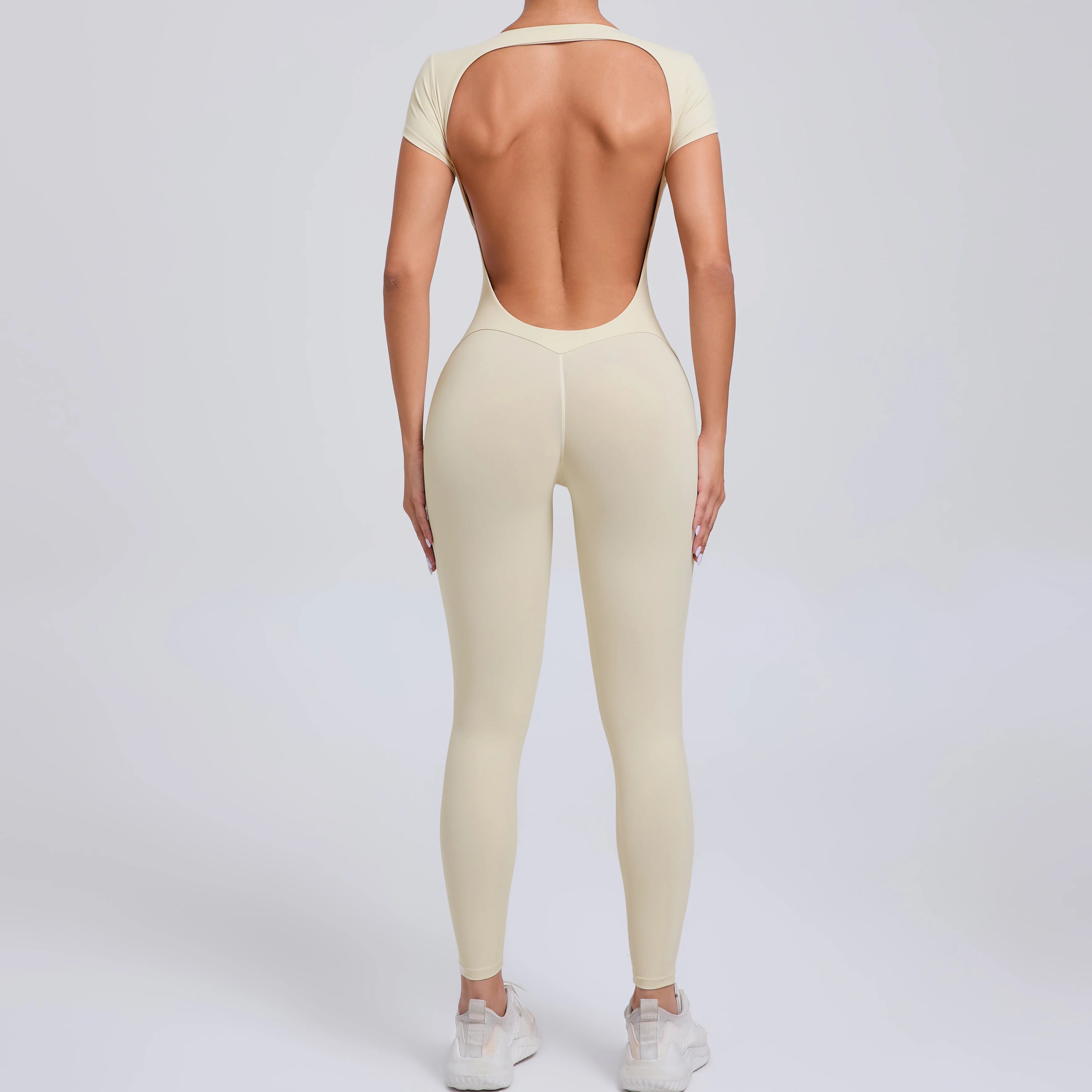 Voguable  One-piece Yoga Padded Backless Suit Female Rompers Quick Dry Yoga Clothing Workout Bodysuits Scrunch Sports Jumpsuit Women voguable