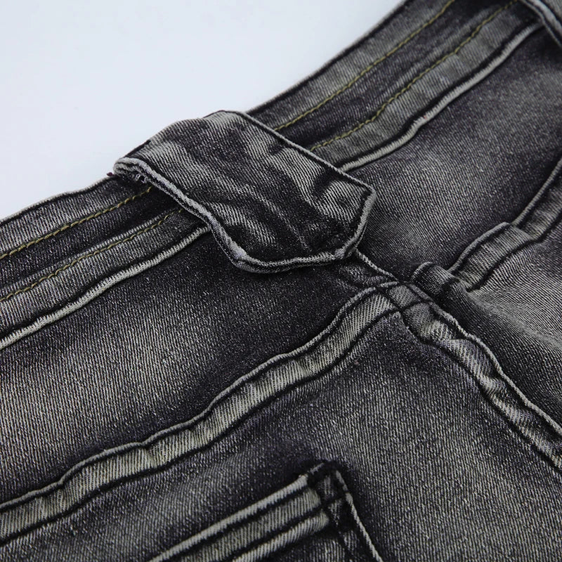 Voguable Vintage Washed Flare Jeans Pants Low Waist Women Streetwear Y2K Slim Fit Boot Cut Pants Grunge Denim Trousers pantalone voguable