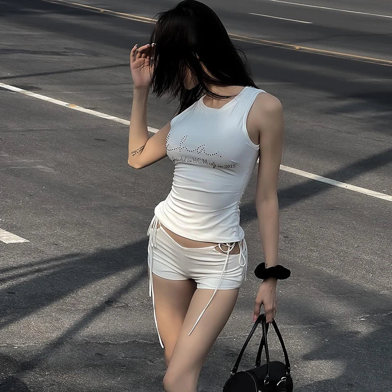 Voguable Sexy Hot Girl Mini Shorts Low Rise Lace-up Fashion Korean Casual Slim Women'S Panties Bottoms Y2K Short Pants Summer voguable