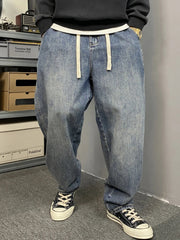 Voguable  American Style Casual Faded Wide Leg Jeans Men's Loose Fit plus Size Straight Cut Denim Pants Fashion Urban Wear Spring Autumn voguable