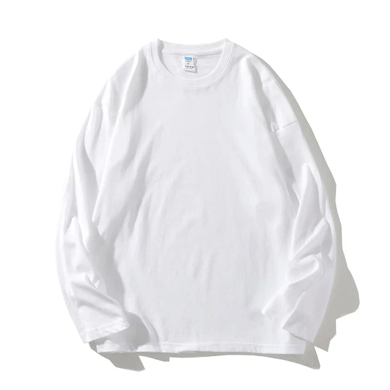 Long Sleeve Mens T Shirt Ripped Base O-neck Casual Spring Male Tops Loose Streetwear Unisex Tees gotmes-shop