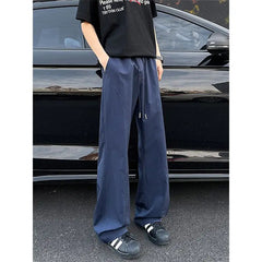 Voguable  American Functional Micro-flare Men Spring and Autumn Loose Silhouette Floor Wide-leg Work Pants voguable