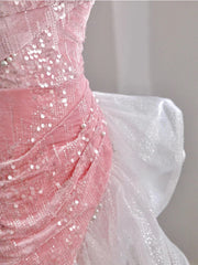 Voguable Host Evening Dress Luxury Dress Party Sexy Skirt Bare Chest And Sleeveless Dress Party Bridal Toast Dress Pink Glitter Skirt voguable