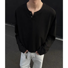 Spring Long Sleeved T-shirt Men Fashion Plaid V-neck T Shirt Men Streetwear Korean Loose Pullover T Shirt Mens Top Plus Size voguable