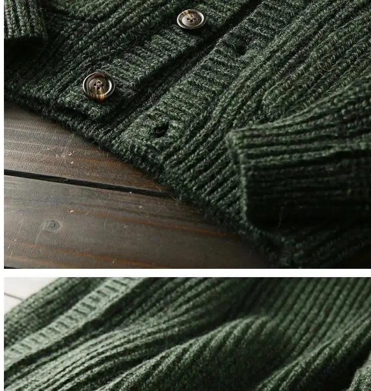 American High-end Knit Cardigan Men's Stand Collar Sweater Cardigan Korean 2025 New Spring Autumn New Sweater Button Jacket Chic voguable