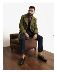 New European and American clothing, British men's medium length long sleeved woolen coat, autumn winter   coat voguable