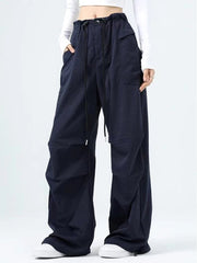 Women Cargo Pants High Waist Streetwear Pocket Wide Leg Pants Fashion Loose Drawstring All Match Female Jogging New voguable
