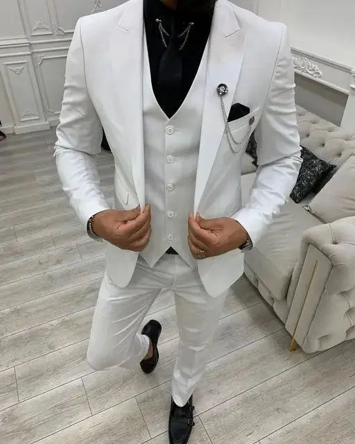 Voguable  Men Single Breasted Suits 3 Pieces Slim Fit Wedding Tuxedo Premium Formal Blazer with Pants Prom Party Groom Office Wear voguable