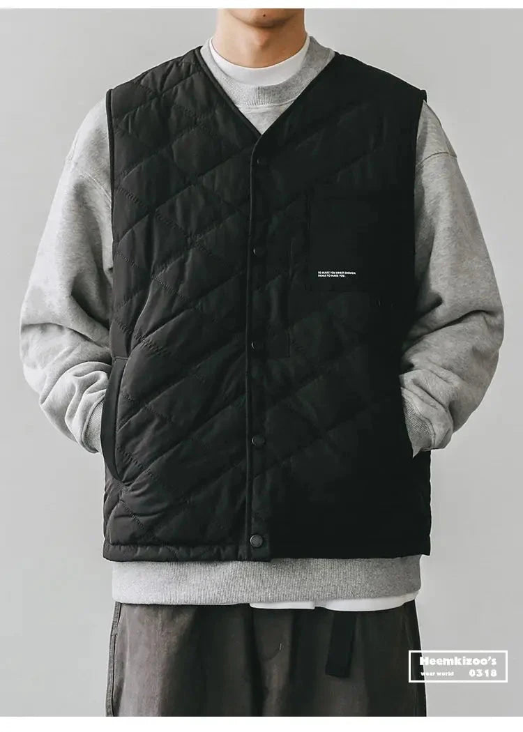 Cotton-layered Fashionable Vest Men with Autumn Winter Simple Casual Light Heated Inner Vest Cardigan Work Vest Top Aesthetic voguable