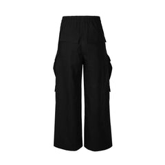 Style Wide Leg Drawstring Black Cargo Pants Unisex Straight Baggy Casual Overalls Men's Streetwear Loose Oversized Trousers
