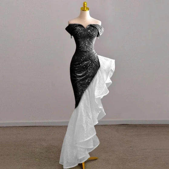 Voguable Host Evening Dress Luxury Dress Party Sexy Skirt Bare Chest And Sleeveless Dress Party Bridal Toast Dress Pink Glitter Skirt voguable