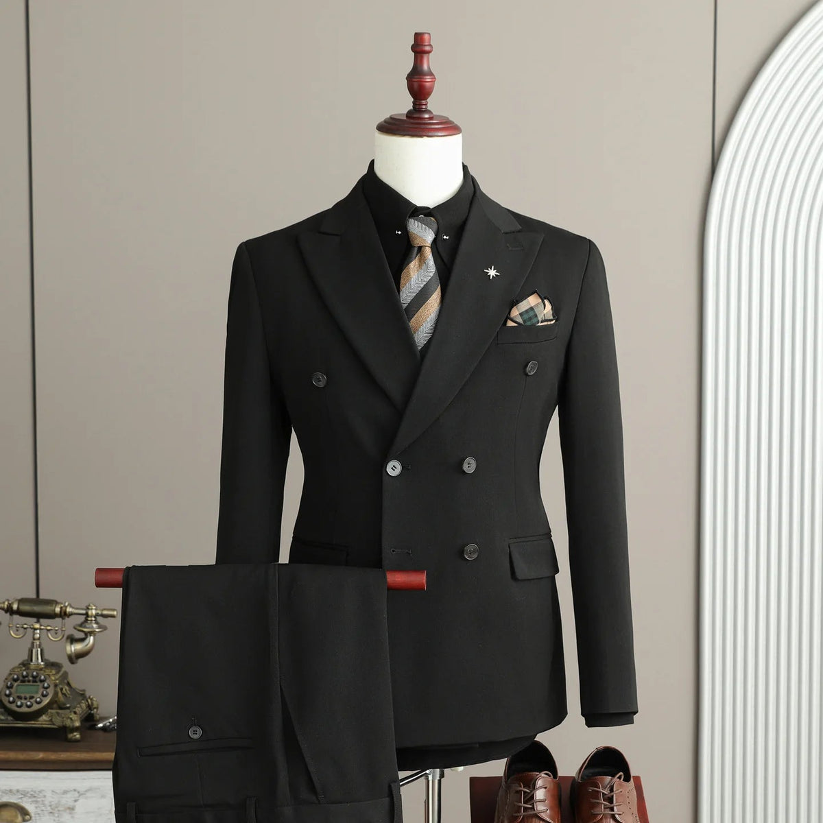 Voguable  High-end Solid Color Men Suits Double Breasted 3 Piece (Blazer+Vest+Pants) Blazers Slim Smart Causal Formal Jacket Tuxedos voguable