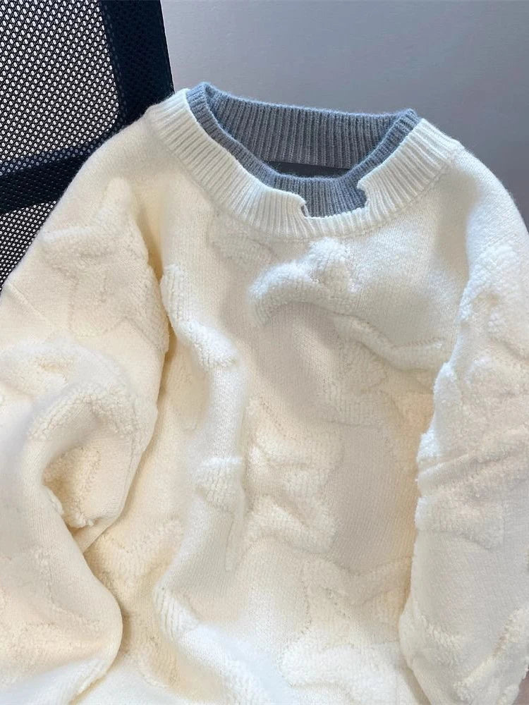 Vintage Stars Sweaters Women Lazy Wind Preppy Style Knitted Pullover Japan Retro Loose Long Sleeve Patchwork Harajuku Tops New voguable