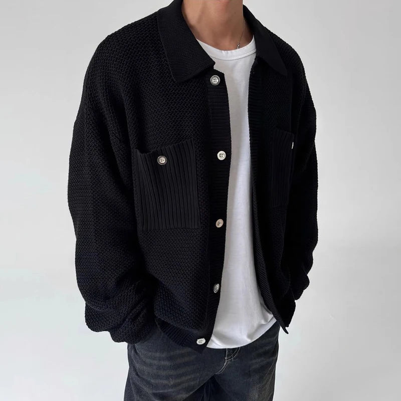 New Japanese Fashion Men Cardigan Jackets Light Luxury Knitted Button-down Long Sleeve Sweater Coat Premium Solid Color Knitwear voguable