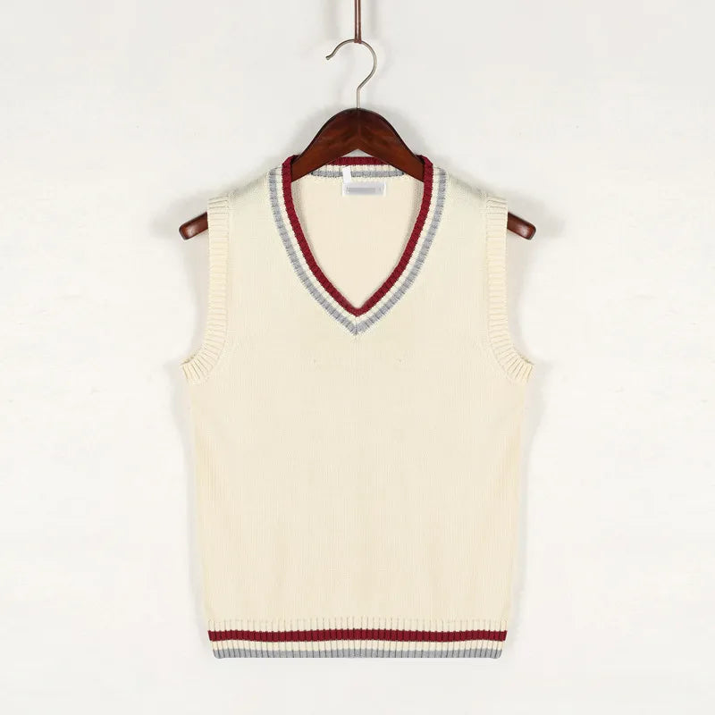 Sweater Vest Men Thicken V-neck Sleeveless Knitted Sweaters Vests Striped Retro Preppy-style Simple Chic Loose Casual All-match voguable