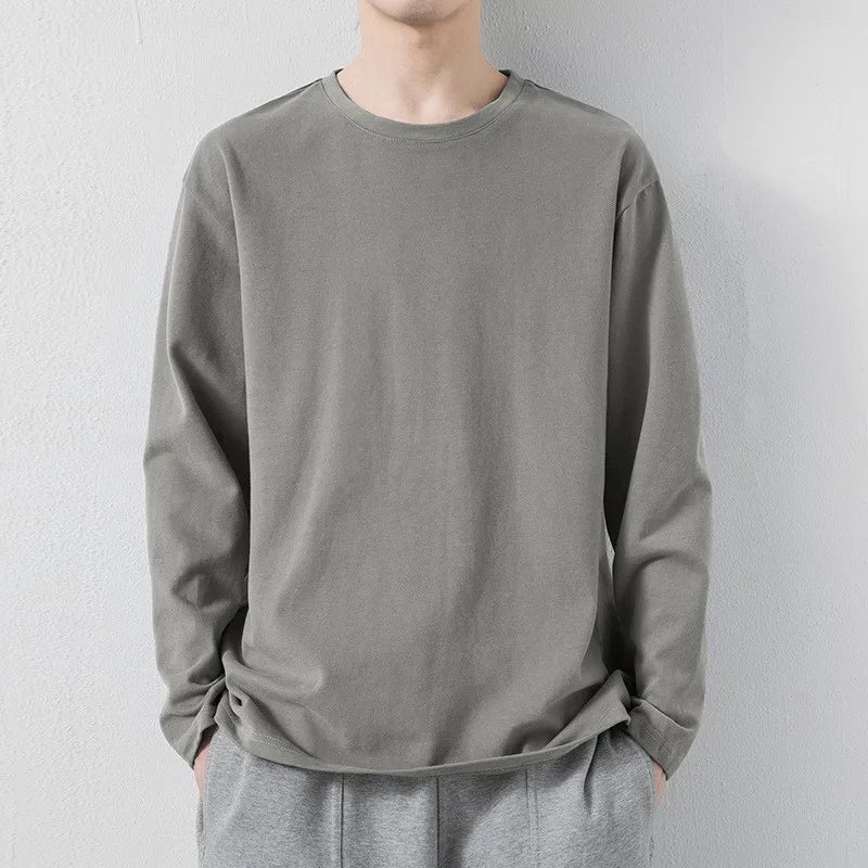 Spring Autumn KPOP Fashion Style Harajuku Slim Fit Tops Loose Casual All Match Sweatshirt Solid O Neck Thin Long Sleeve Tshirts voguable