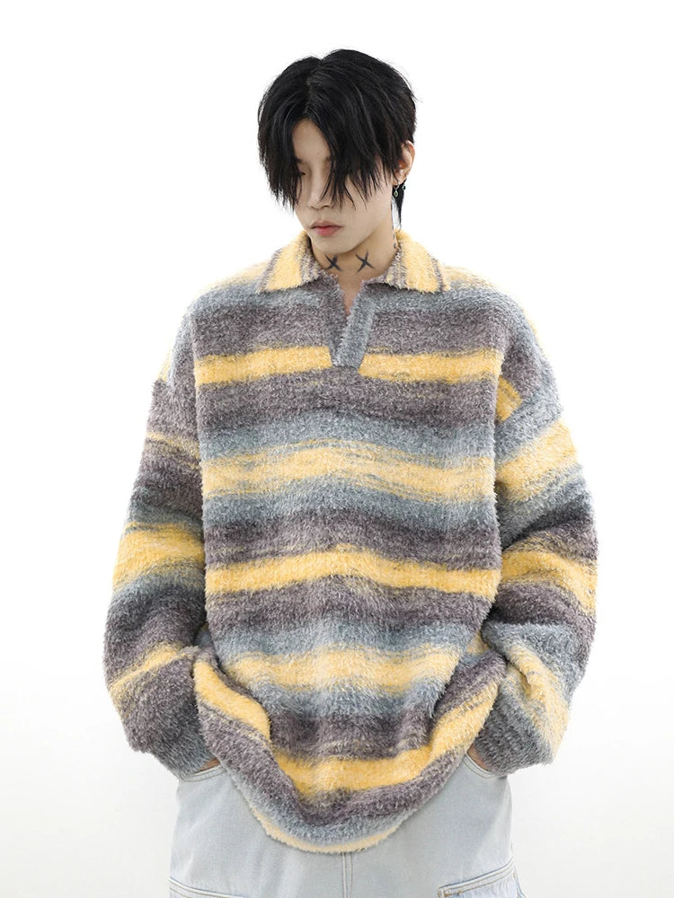 Voguable  Striped Sweater Men Knitted Oversize Pullovers for Man Sweaters and Jumpers Male Loose Casual Streetwear Hip Hop Winter voguable