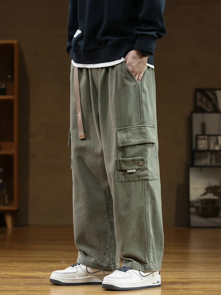 Autumn New Cargo Pants Men Multi-Pockets Cotton Casual Wide Pants Male Workwear Loose Straight Trousers Big Size 7XL 8XL voguable