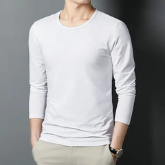 Voguable  Longsved Slimfit Mens Tshirt Casual Wear Base V Neck PU Leather Nine Sleeve Cleanfit Style Citywalk Suitable Tshirt voguable