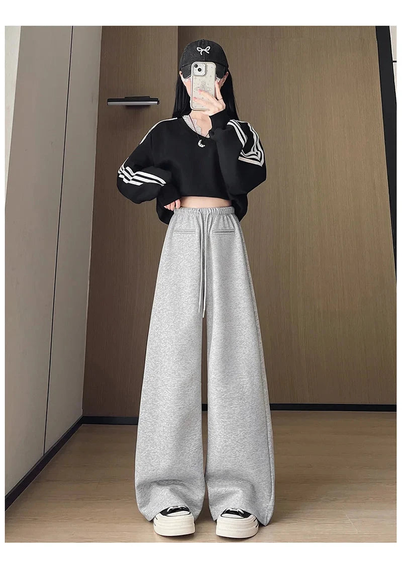 Streetwear Y2K Women Sweatpants Vintage Loose Hip Hop Design Pant Casual Fall Winter High Waist American Retro Bf Trousers voguable
