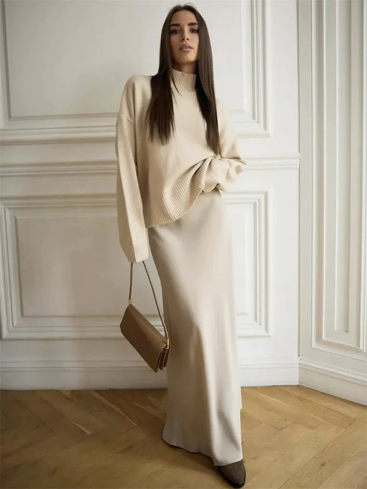 Summer Satin High Waist Long Skirt Female Slim Patchwork Fashion Elegant Streetwear Casual Solid Maxi Skirt Clothes voguable