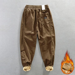 Voguable Winter New 100% Cotton Cargo Velvet Men's Winter Pants Comfortable Thickened Soft Keep Warm Retro Street Trousers voguable