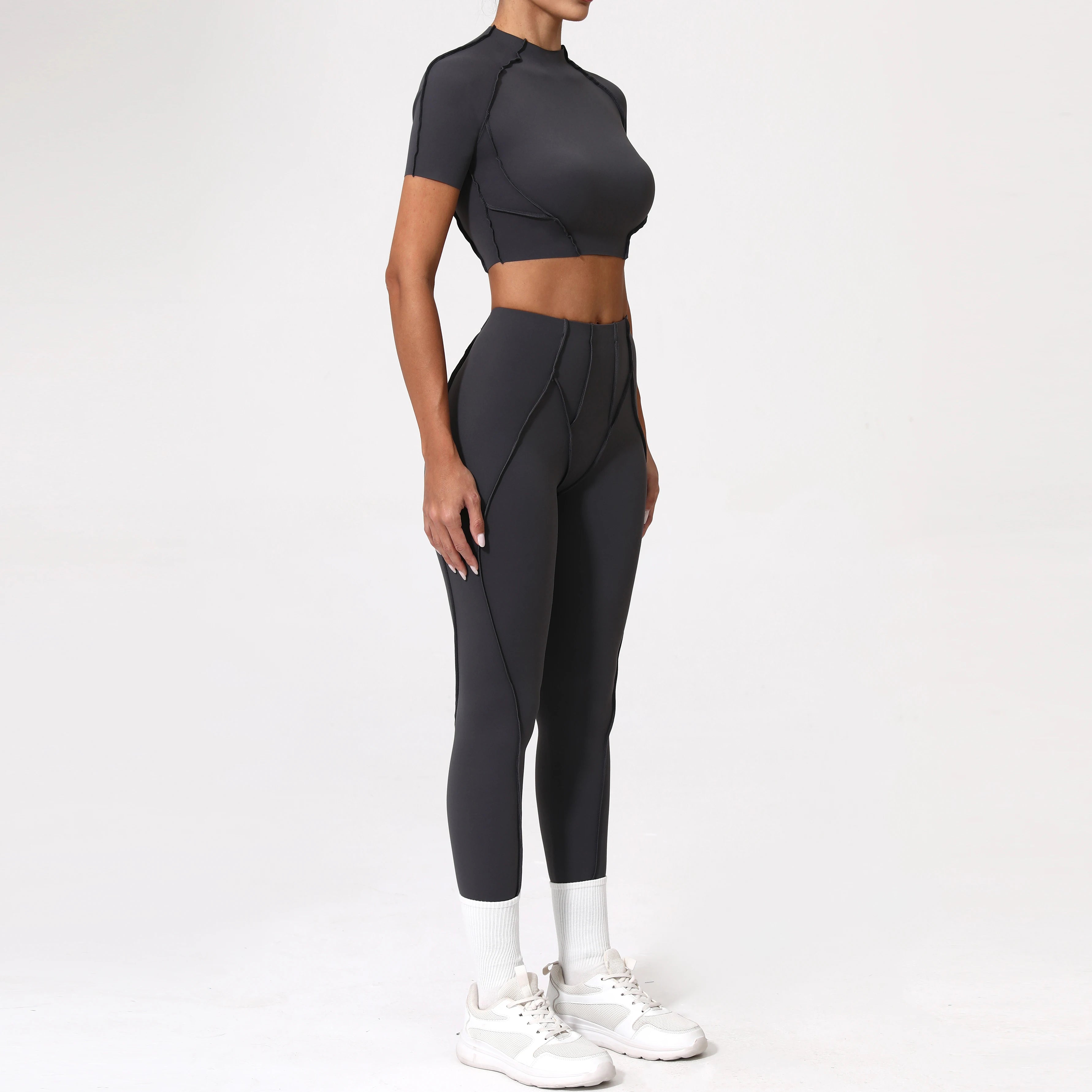 Voguable  2PCS Yoga Suit Sports Set Women Quick-Drying Gym Set Women Tracksuit Running Workout Long Sleeve Sports Shirt Yoga Clothing voguable