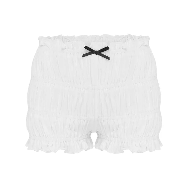 Ruffle Shorts Coquette Clothing Women 3D Bow Lettuce Trim Elastic Waist Tiered Bloomers Bottoms y2k Clothes Streetwear voguable