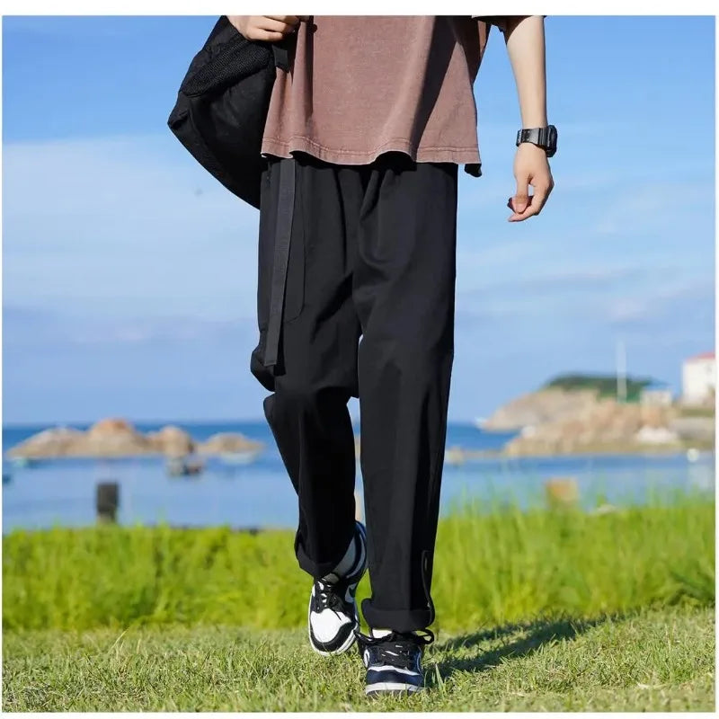 Voguable  American Style Trousers Trendy Men's Spring Autumn Loose Wide-leg Trendy Parachute Soldier Workwear Casual Straight Pants voguable