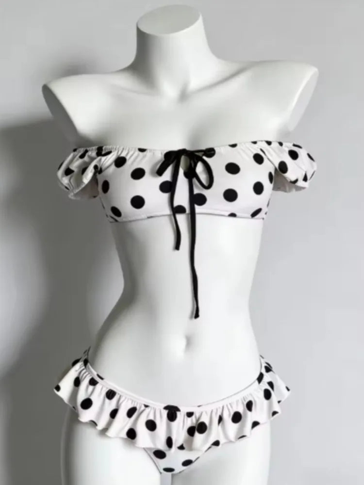 Voguable  Fairy Sweet High Waist 4-Piece Split Bikini Set For Women Print Trendy Swimwear Chic Beach Vacation Summer Party Fashion voguable