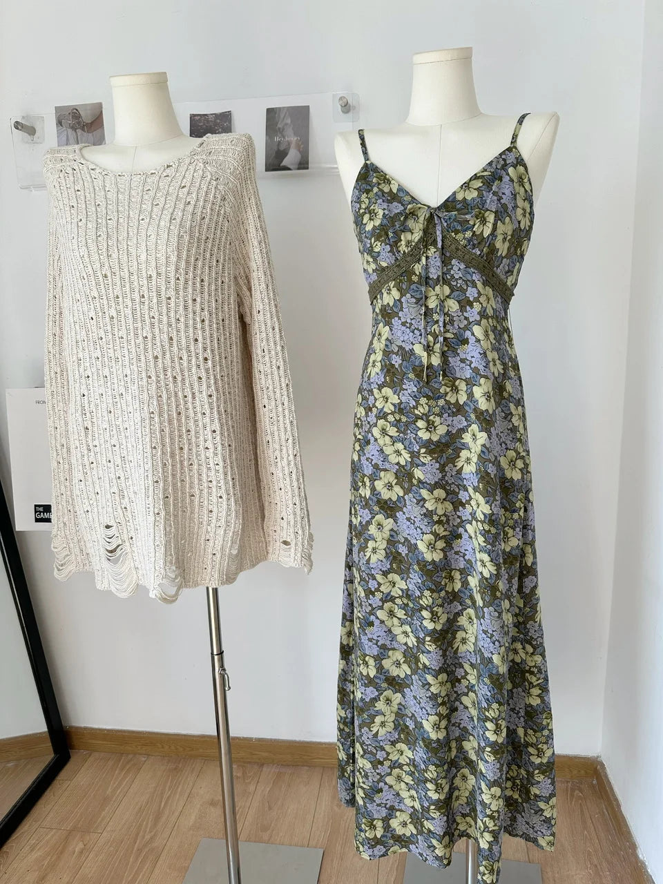 Voguable 2024 Spring Casual Sexy Style 2 Piece Set Women Round Neck Solid Sweater + Suspender Dresses Vintage Fairy Two Piece Dress Set voguable