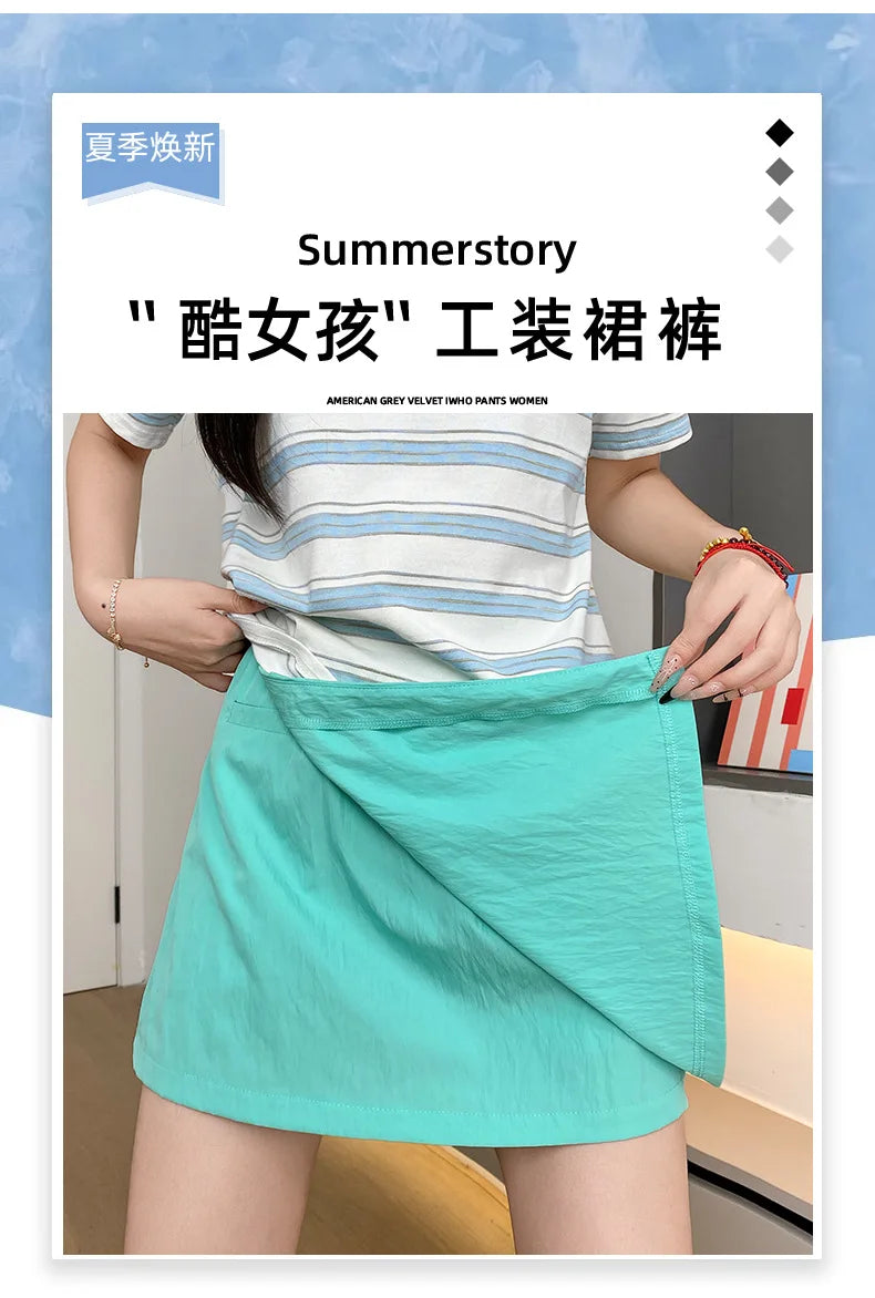 Comfortable Shorts Skirts Casual Sporty Refreshing Fabric Solid Elastic Waist Loose Shorts for Female Beach Vacation Lady Skirts voguable