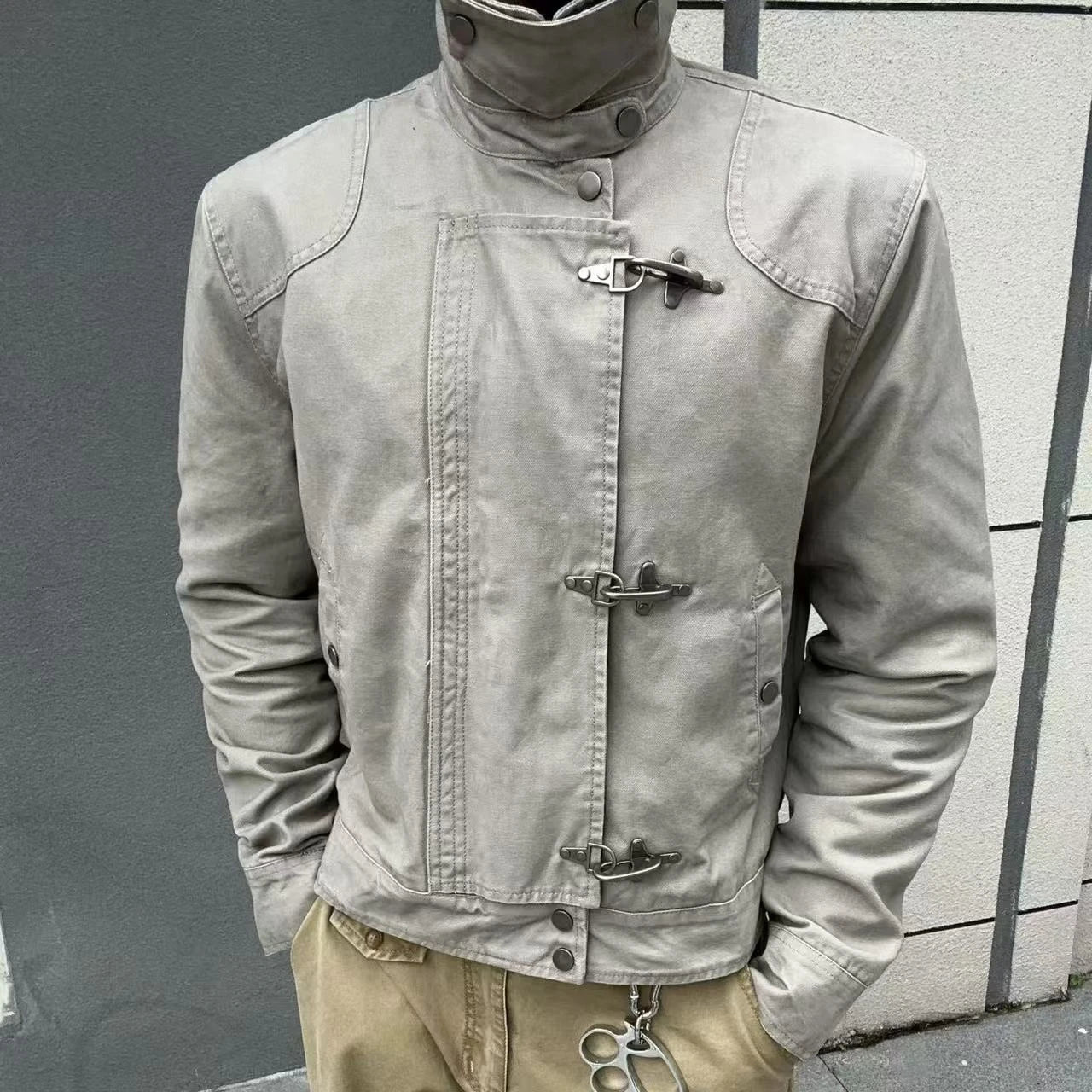 Voguable  Vintage 90s Harajuku Aesthetic Streetwear Button Hooded Sweatshirts Grunge Stand Neck Jacket Y2k Casual Outfit Street Wear New voguable
