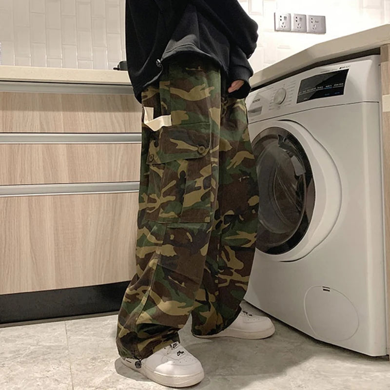 Y2K High Waist Camouflage Cargo Pants Women Fashion Bf Hip Hop Streetwear Loose Wide Leg Trousers Vintage Casual Jogging Pants voguable