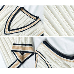 Sweater Vest Men Thicken V-neck Sleeveless Knitted Sweaters Vests Striped Retro Preppy-style Simple Chic Loose Casual All-match voguable
