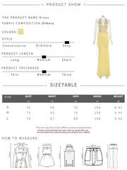 Voguable  Patchwork Dress Women Fake Diamond Decoration Halter v-Neck Backless Folds Elegant Dinner Party Vacation Vestidos voguable
