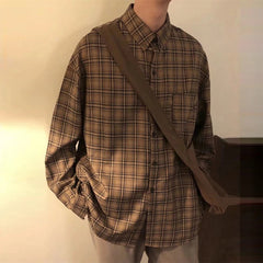 Men's Leisure High Street Check Shirts Japanese Cardigan Fashion Retro Long Sleeve Casual High Quality Tops Spring 2025 New voguable