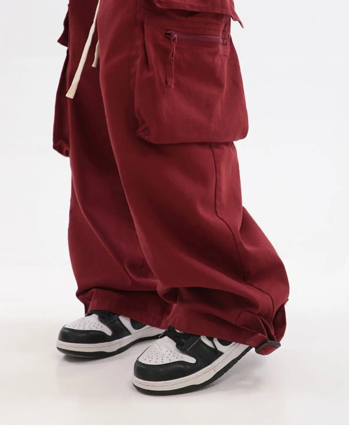 Streetwear Vintage Hip Hop Oversize Red Cargo Pants Women Drawstring Elastic Waist Loose Wide Leg Harajuku Casual Trousers 2023 voguable