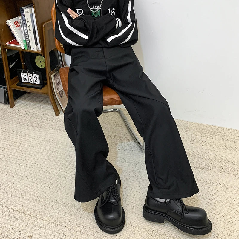 Voguable Fashion Elegant Loose Straight Casual Pants Men's 2024 New Solid Color Original Male Pleat Trousers voguable