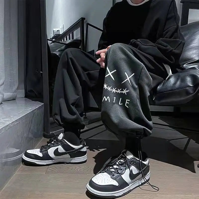 Voguable  Smile Streetwear Sweatpants Male Vintage Y2k Casual Joggers Men Sport Ankle-length Trousers Basketball Man voguable