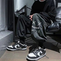 Voguable  Smile Streetwear Sweatpants Male Vintage Y2k Casual Joggers Men Sport Ankle-length Trousers Basketball Man voguable