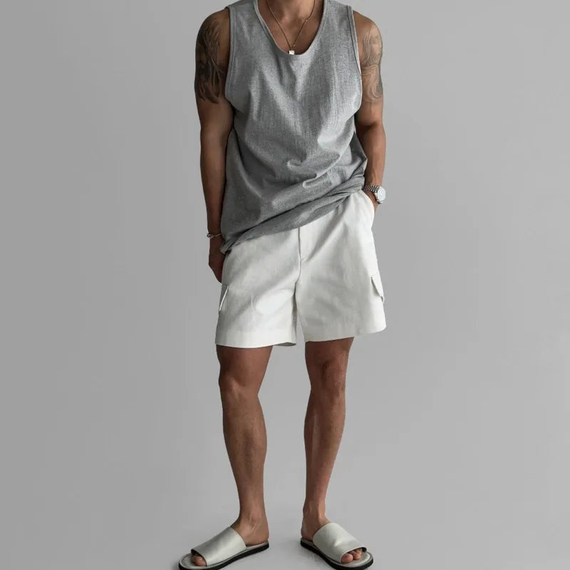 Voguable  Summer Waistcoat O-Neck Casual Sports Sweat-absorbing Tank Top Men's Breathable American Versatile Loose Fitness Sleeveless Top voguable