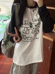 Voguable Japan Kawaii T Shirt Women Cute Anime Long Sleeve Oversize Tops Casual Preppy Style O Neck All Match Female Vintage Tees voguable