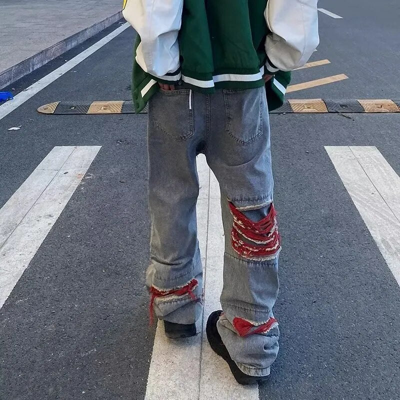Ropa Grunge Y2K Streetwear Baggy Ripped Stacked Jeans Pants For Men Straight Women Old Loose Denim Trousers Vetements Homme voguable
