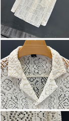 Voguable  Men New Summer Long-sleeved Jacket Hollow Trendy Top Thin Cool Breathable Shirt voguable