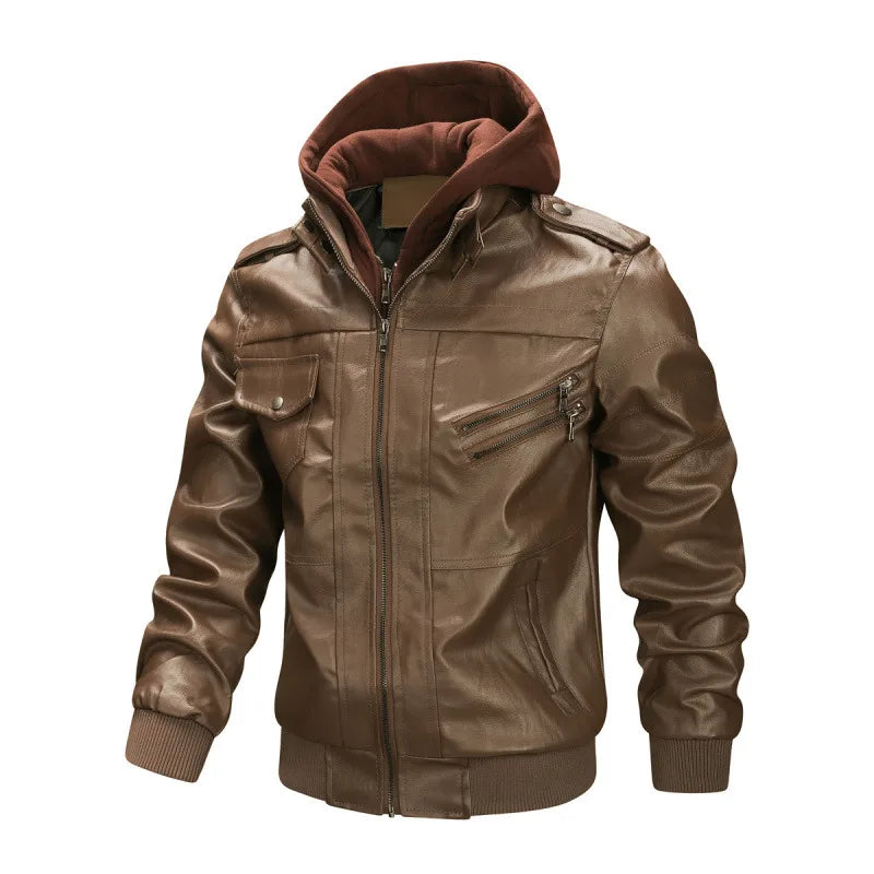 Slim Fit Lapel PU Jackets Autumn Anti-wind Leather Coat Male Motorcycle Leather Jackets Man Casual Fashion Motorcycle Coat voguable