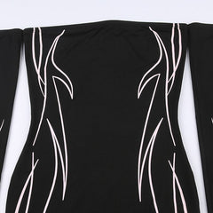 Off-Shoulder Stripe Printed Elegant Dress mysite