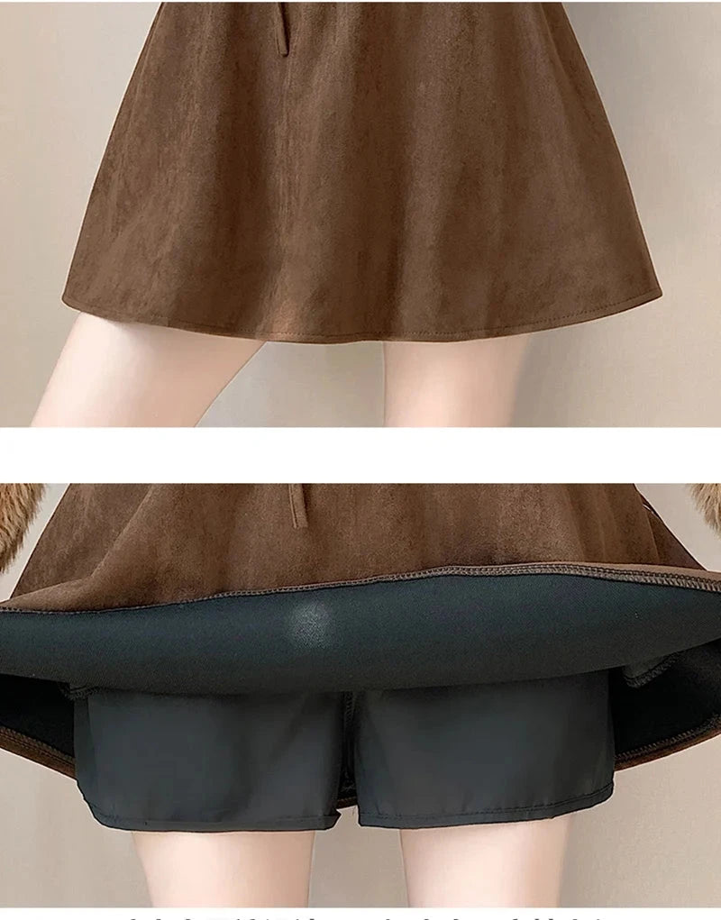 Y2K Leopard Mini Skirt Women High Waist Faux Suede Fabric A Line Skirts Streetwear Fall Winter Loose Vintage Sexy Skirts voguable