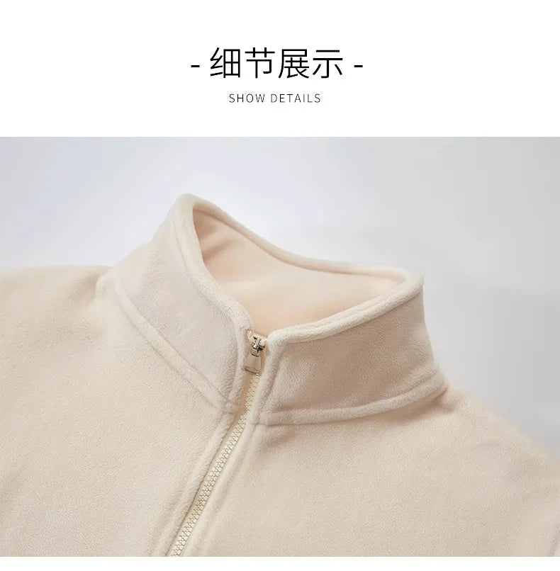 Women Zip Hoodie Thicken Fuzzy Fleece Sweatshirts Lamb Wool Zipper Thickened Oversize White Stand Collar Coats Soft Outerwear voguable